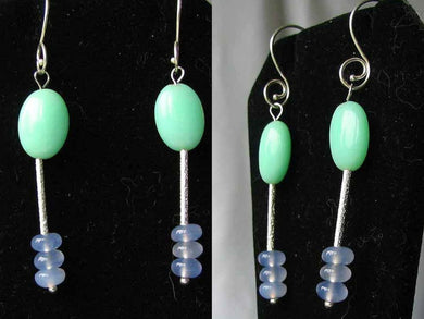 Green Peruvian Opal - Blue Chalcedony Sterling Silver Earrings 5799 - PremiumBead Primary Image 1
