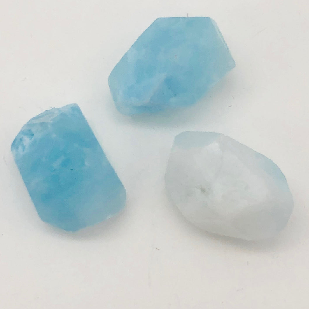 21 Grams Natural Hemimorphite Faceted Nugget Beads | 3 Beads |