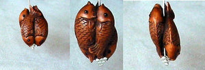 Pisces Hand Carved & Signed Boxwood Fish Ojime/Netsuke Bead | 22x15x10mm | Brown - PremiumBead Alternate Image 4