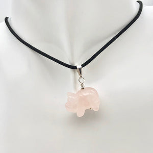 Piggie! Rose Quartz Pig Solid Sterling Silver Pendant 509274RQS - PremiumBead Alternate Image 2