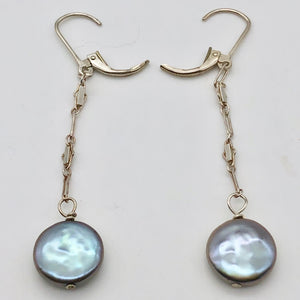 Platinum Freshwater Coin Pearl and Sterling Dangling Earrings 309447B - PremiumBead Primary Image 1