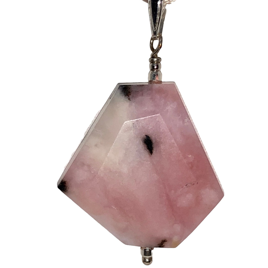 Pink Peruvian Opal 40cts! Solid Sterling Silver Pendant 509862S5