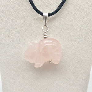 Piggie! Rose Quartz Pig Solid Sterling Silver Pendant 509274RQS - PremiumBead Alternate Image 9