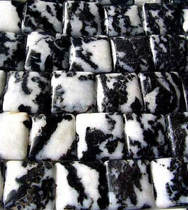 2 Black & White Zebra Agate Square Beads 8611 - PremiumBead Primary Image 1