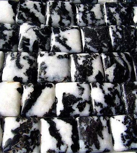 2 Black & White Zebra Agate Square Beads 8611 - PremiumBead Primary Image 1