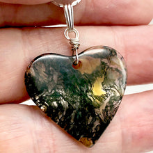 Load image into Gallery viewer, Limbcast Agate Agate Valentine Heart Silver Pendant | 30x28x2mm | Moss Green | - PremiumBead Alternate Image 5

