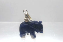 Load and play video in Gallery viewer, Hand Carved Sodalite Elephant Sterling Silver Pendant | 21x16x8mm| 1 1/4&quot; long|

