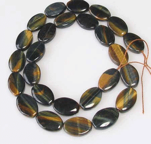 Midnight Blue Tigereye Flat Oval Bead (13 Beads) 7.75 inch Strand 10243HS - PremiumBead Primary Image 1