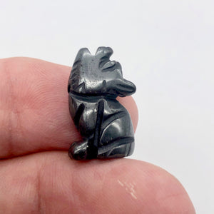 Howling New Moon 2 Carved Hematite Wolf Coyote Beads | 21x11x8mm | Silver black - PremiumBead Alternate Image 4