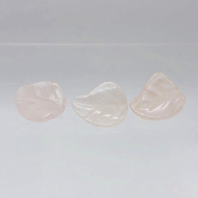 Gentle 3 Hand Carved Pale Rose Quartz 19x17x6mm Leaf Beads 9319RQ - PremiumBead Primary Image 1