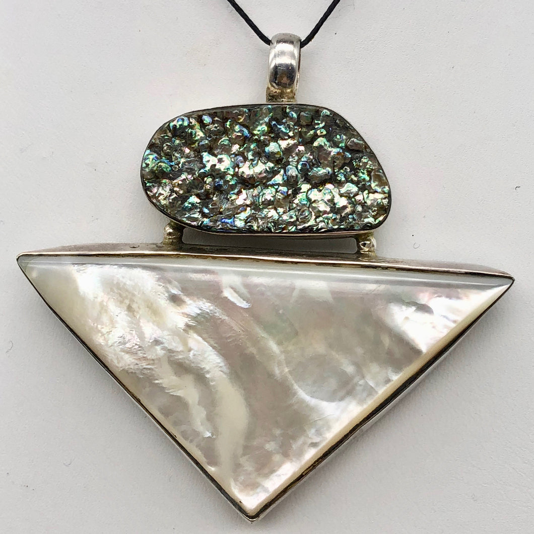 Mother of Pearl & Abalone Shell sterling silver Pendant - Glamorous! 504754 - PremiumBead Primary Image 1