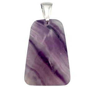 Striped Lavender Fluorite & Sterling Silver Trapezoid Pendant