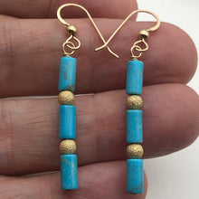Load image into Gallery viewer, Charming Designer Natural Untreated Turquoise Earrings 14Kgf | 2 inch long | - PremiumBead Alternate Image 3
