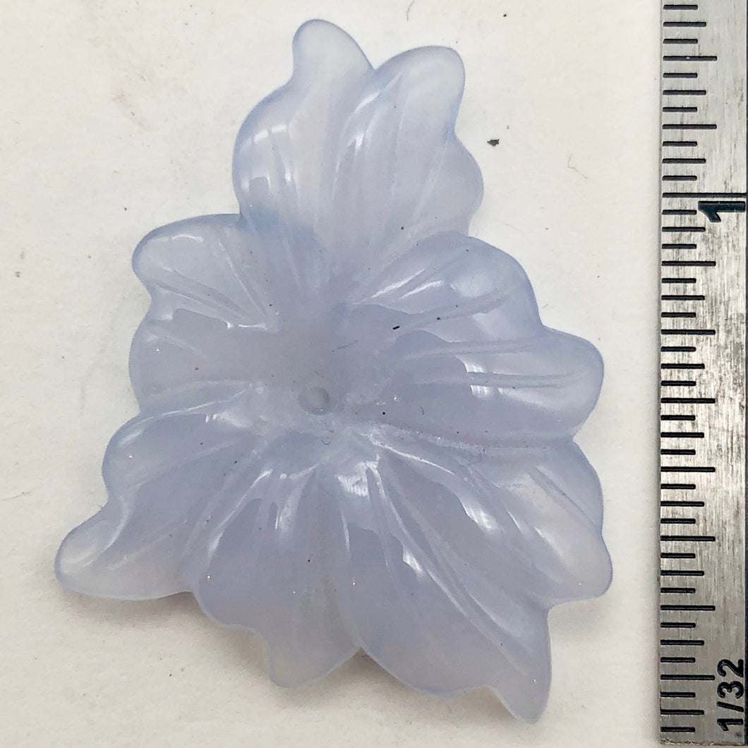 18.4cts Exquisitely Hand Carved Blue Chalcedony Flower Pendant Bead - PremiumBead Primary Image 1