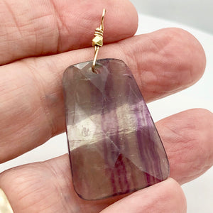 Striped Lavender Fluorite 14K Gold Filled Trapezoid Pendant | 2 Inch Long |
