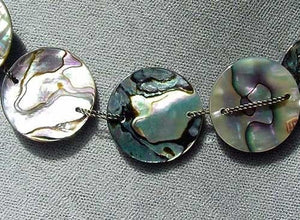 Exotic! Double- Drilled Abalone Coin Bead Strand 105063 - PremiumBead Alternate Image 2