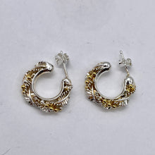 Load image into Gallery viewer, Sterling Silver and Gold Hoop Post Earrings | 7/8&quot; Long | Silver/Gold | 1 Pair |
