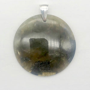 Aurora Borealis! Labradorite Sterling Silver Pendant| 2" Long | Green/Black |