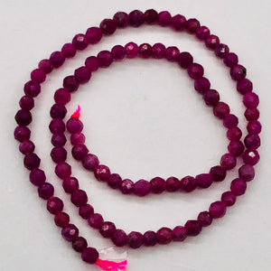 Ruby Faceted 15.5" Bead Strand Round | 3 mm | Pink | 190 Beads |