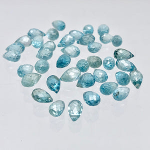 Pair (2) Rare Natural Blue Zircon Faceted 7x4.5-6.5x4mm Briolette Beads 5095A - PremiumBead Alternate Image 5