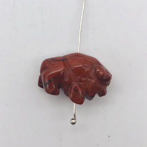 Abundance 2 Brecciated Jasper Hand Carved Bison / Buffalo Beads | 21x14x8mm | Red - PremiumBead Alternate Image 3