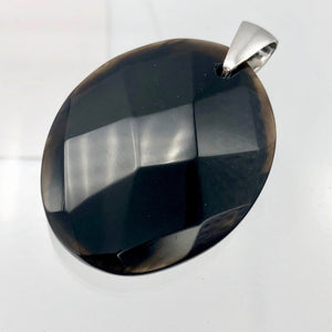 Stunning Faceted Onyx Sterling Silver Pendant| 40x30mm| Black| Oval | 1 Pendant| - PremiumBead Alternate Image 4