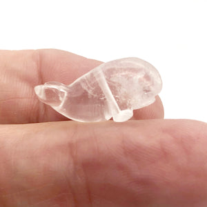 Carved Animal Clear Quartz Whale Figurine Worry Stone | 20x13x11mm | Clear - PremiumBead Primary Image 1