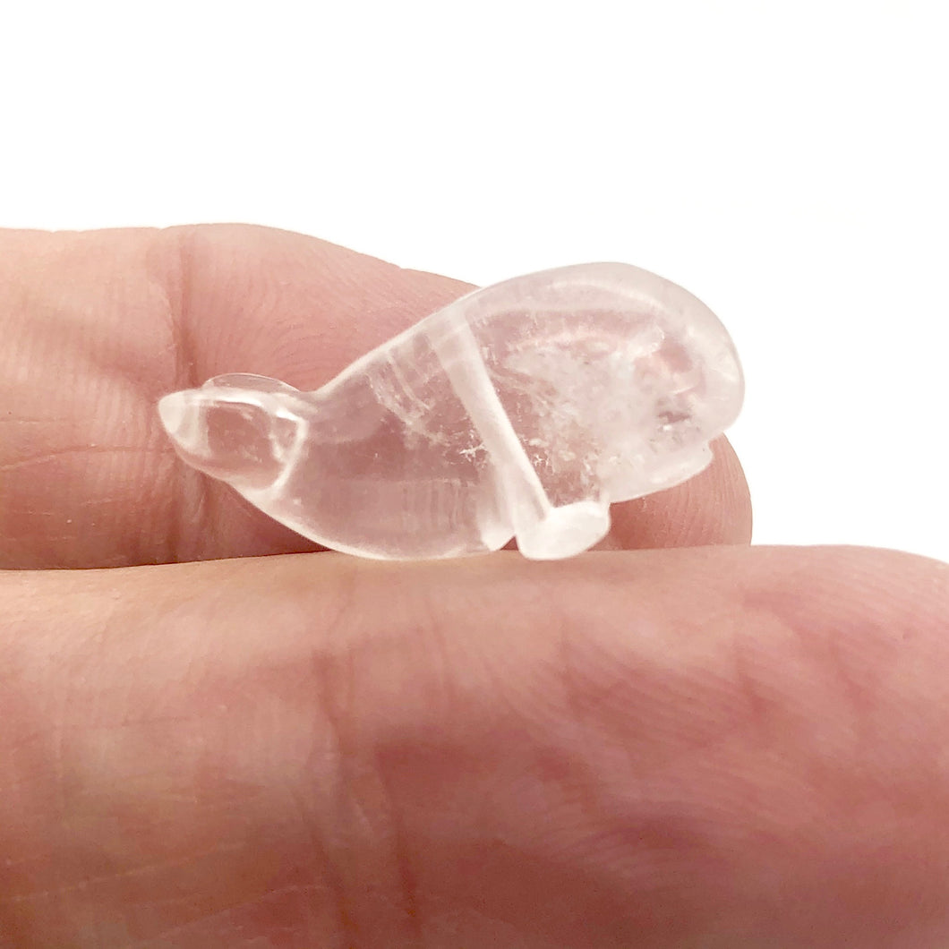 Carved Animal Clear Quartz Whale Figurine Worry Stone | 20x13x11mm | Clear - PremiumBead Primary Image 1