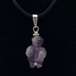 Hand Carved Amethyst Goddess of Willendorf and Sterling Silver Pendant 509287AMS - PremiumBead Alternate Image 3