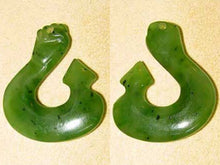 Load image into Gallery viewer, Hand Carved Genuine Jade Maori 34x30mm Fishhook Pendant Bead 5719R - PremiumBead Primary Image 1
