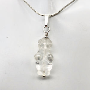 Quartz Goddess of Willendorf Sterling Silver Pendant |1.38" Long | Clear | - PremiumBead Primary Image 1