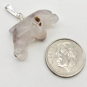 One of a Kind Amethyst Spotted Jumping Dolphin Sterling Silver Pendant |1" Tall