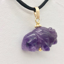 Load image into Gallery viewer, Amethyst Hand Carved Bison / Buffalo 14K Gold Filled 1&quot; Long Pendant 509277AMG - PremiumBead Alternate Image 10
