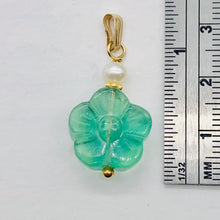 Load image into Gallery viewer, Fluorite and Pearl 14K Gold Filled Flower | 1&quot; Long | Blue | 1 Pendant |

