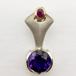 Amethyst Ruby Precious Stone Sterling Silver Pendant Necklace - PremiumBead Alternate Image 8