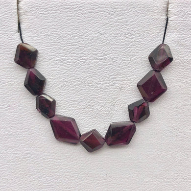 9 Diamond-shaped Garnet Faceted Beads | 8x6-8x7mm | Red | 9 Beads | 176 - PremiumBead Primary Image 1