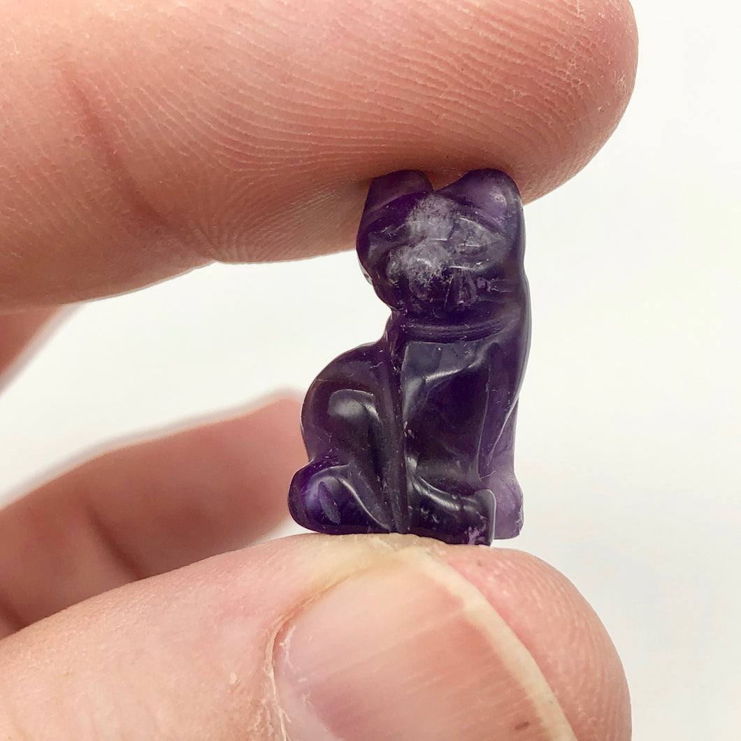 Adorable! Amethyst Sitting Carved Cat Figurine | 21x14x10mm | Purple - PremiumBead Primary Image 1