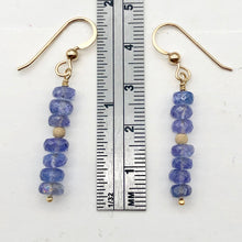 Load image into Gallery viewer, Tanzanite Faceted Roundel Bead 14K Gold Filled Earrings| 1.5&quot; Long|Bluish Violet
