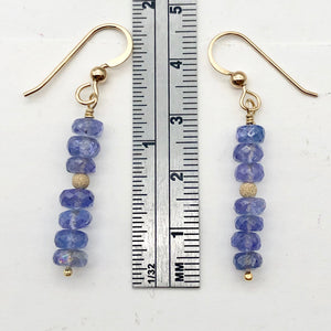 Tanzanite Faceted Roundel Bead 14K Gold Filled Earrings| 1.5" Long|Bluish Violet