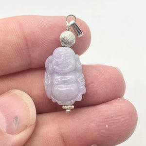Hand Carved Lavender Jade Buddha Pendant with Silver Findings | 1 5/8" Long - PremiumBead Alternate Image 9