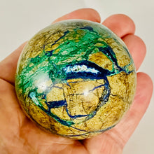Load image into Gallery viewer, Azurite Malachite Chrysoprase Scry Crystal Round | 60mm | Green/Blue/Brown | 1 Sphere
