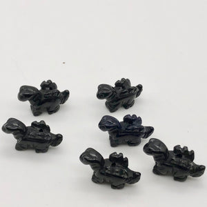 2 Obsidian Dinosaur Stegosaurus Beads | 21x11x8mm | Black and Silver - PremiumBead Alternate Image 4