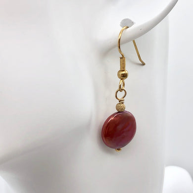 Rusty/Red 12mm Freshwater Pearl and 14k Gold Filled Earrings 307277A - PremiumBead Primary Image 1