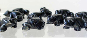 Prosperity 2 Hand Carved Hematite Frog Beads | 20x18x9.5mm | Silver black - PremiumBead Alternate Image 2