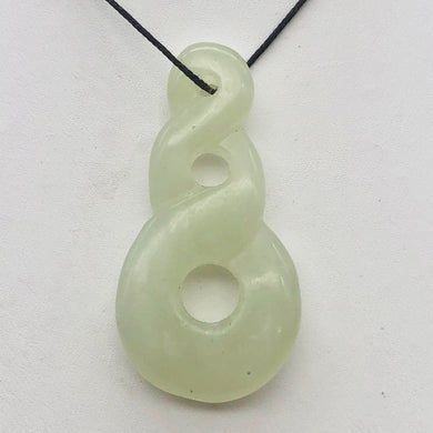 Hand Carved Natural Serpentine Infinity Pendant with Black Cord 10821U - PremiumBead Primary Image 1