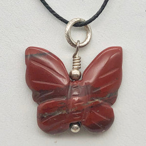 Flutter Carved Brecciated Jasper Butterfly and Sterling Silver Pendant 509256BJS - PremiumBead Alternate Image 5