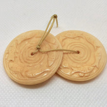 Load image into Gallery viewer, Pair of Carved Fish Coin Bone Donut Beads 36x5mm 10745 - PremiumBead Primary Image 1
