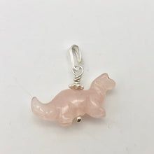 Load image into Gallery viewer, Pink Diplodocus Dinosaur Rose Quartz Sterling Silver Pendant 509259RQS | 25x11.5x7.5mm (Diplodocus), 5.5mm (Bail Opening), 7/8&quot; (Long) | Pink - PremiumBead Alternate Image 4
