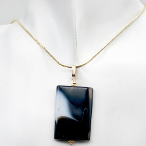 Semi Precious Stone Jewelry Sardonyx Agate Pendant Necklace 14Kgf