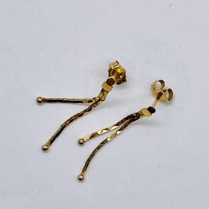 14K Gold Chain Drop Dangle Earrings | 1" Long | Gold | 1 Pair |